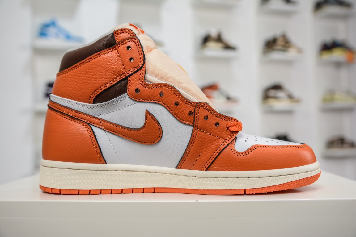 [Upgraded quality] Top value for money, cleanliness, perfect foreign trade original Air Jordan 1 Retro High ”Starfish” white orange small buckle DO9369-101