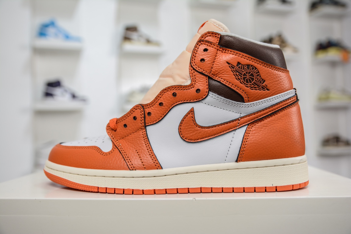 [Upgraded quality] Top value for money, cleanliness, perfect foreign trade original Air Jordan 1 Retro High ”Starfish” white orange small buckle DO9369-101