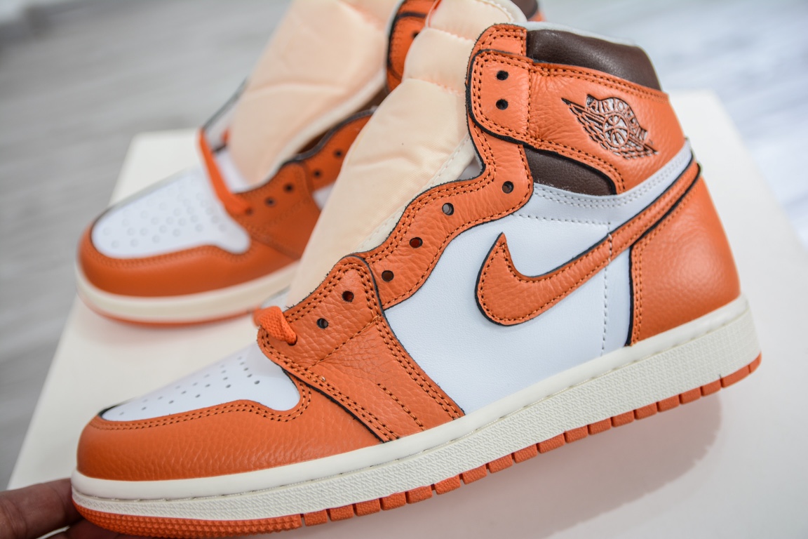 [Upgraded quality] Top value for money, cleanliness, perfect foreign trade original Air Jordan 1 Retro High ”Starfish” white orange small buckle DO9369-101