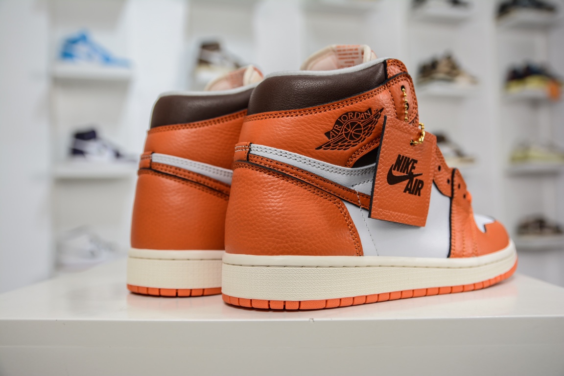 [Upgraded quality] Top value for money, cleanliness, perfect foreign trade original Air Jordan 1 Retro High ”Starfish” white orange small buckle DO9369-101