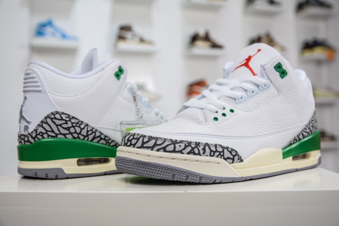 360 外贸Air Jordan 3 Retro ”Lucky Green” 潮流复古篮球鞋 CK9246-136
