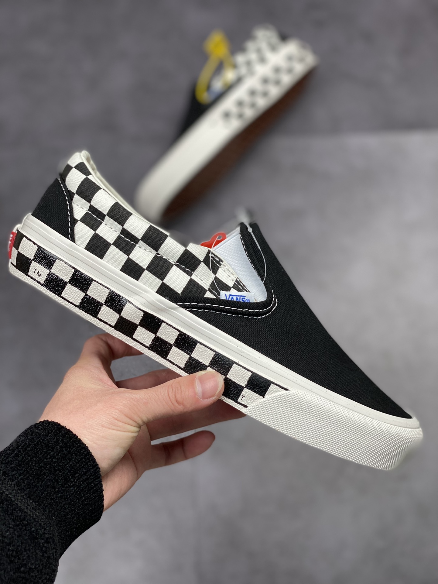 130 Vans Slip-On 万斯黑白棋盘格经典款侧边棋盘格一脚蹬懒人低帮帆布鞋