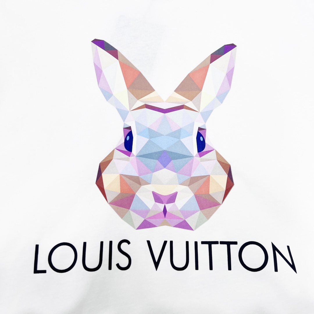 Louis Vuitton/路易威登 23ss 3D兔子印花短袖七彩钻面3D效果兔子