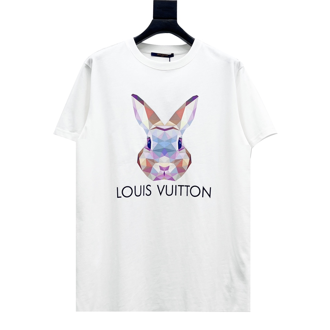 Louis Vuitton/路易威登 23ss 3D兔子印花短袖七彩钻面3D效果兔子