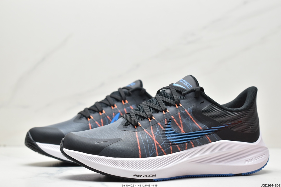 Pure original NK Air Zoom Winflo V8 black and blue moon landing mesh breathable professional running shoes CW3419-007