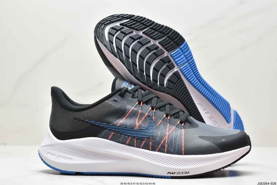 Pure original NK Air Zoom Winflo V8 black and blue moon landing mesh breathable professional running shoes CW3419-007