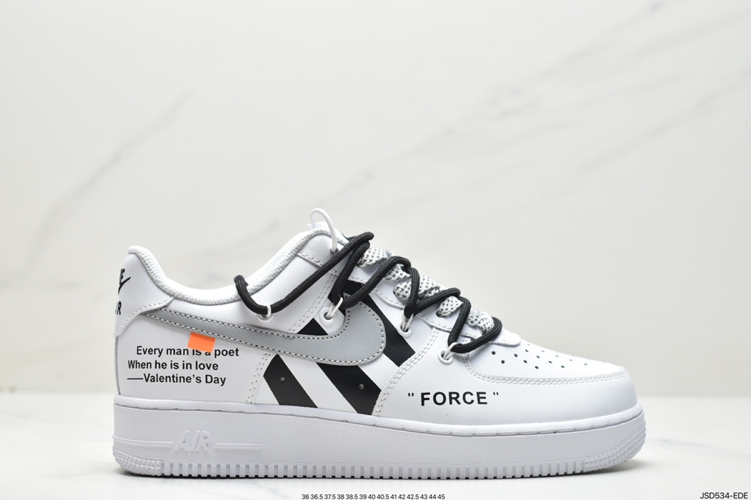 200 Off-White x Nike Air Force 1’07 Low”White/Black”空军一号板鞋“OW白黑斑马线绑绳”CV1724-115