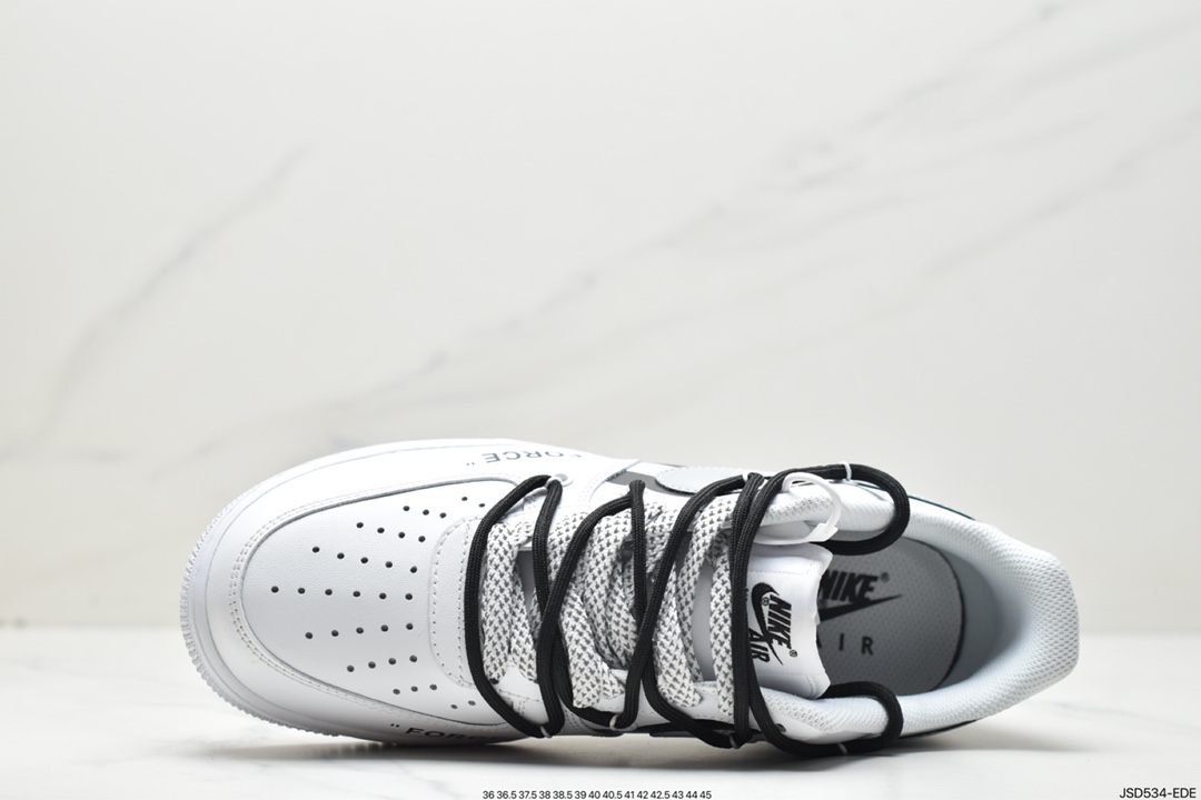 200 Off-White x Nike Air Force 1'07 Low”White/Black”空军一号板鞋“OW白黑斑马线绑绳”CV1724-115