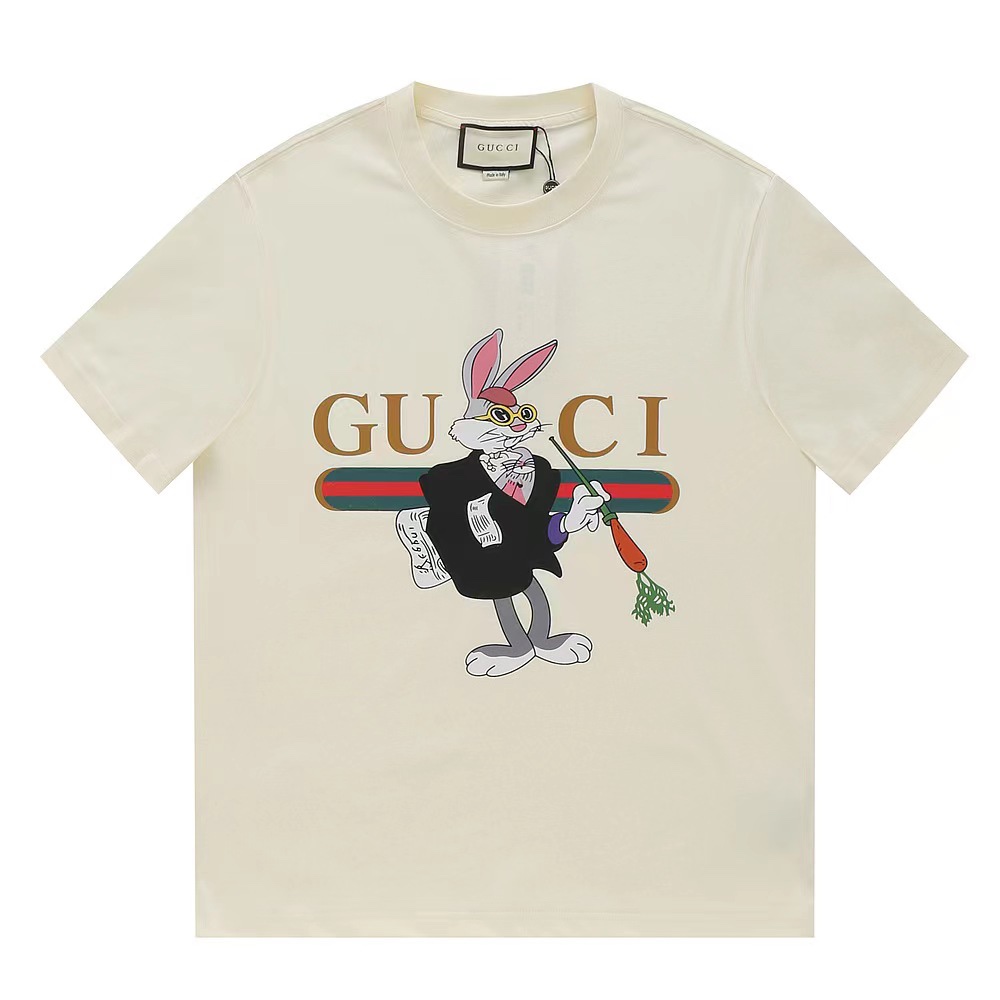 Gucci Clothing T-Shirt Buy Sell
 Beige Black Printing Unisex Cotton Spring/Summer Collection Fashion Short Sleeve