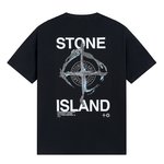 Stone Island Clothing T-Shirt Black White Printing Unisex Combed Cotton Summer Collection Short Sleeve