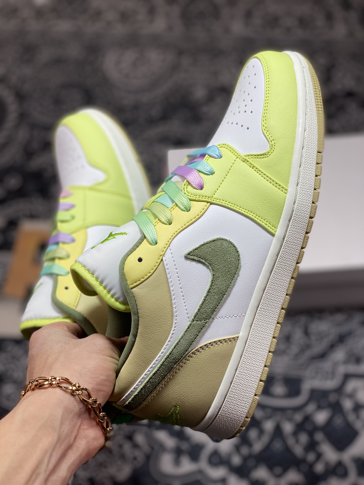 Original grade Air Jordan 1 Low white light green official synchronized new color FD9906-131