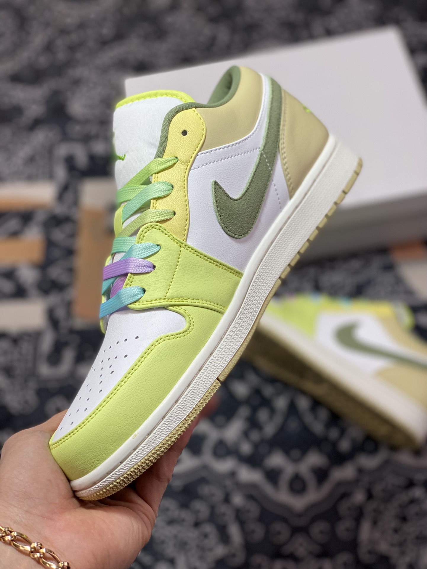 Original grade Air Jordan 1 Low white light green official synchronized new color FD9906-131