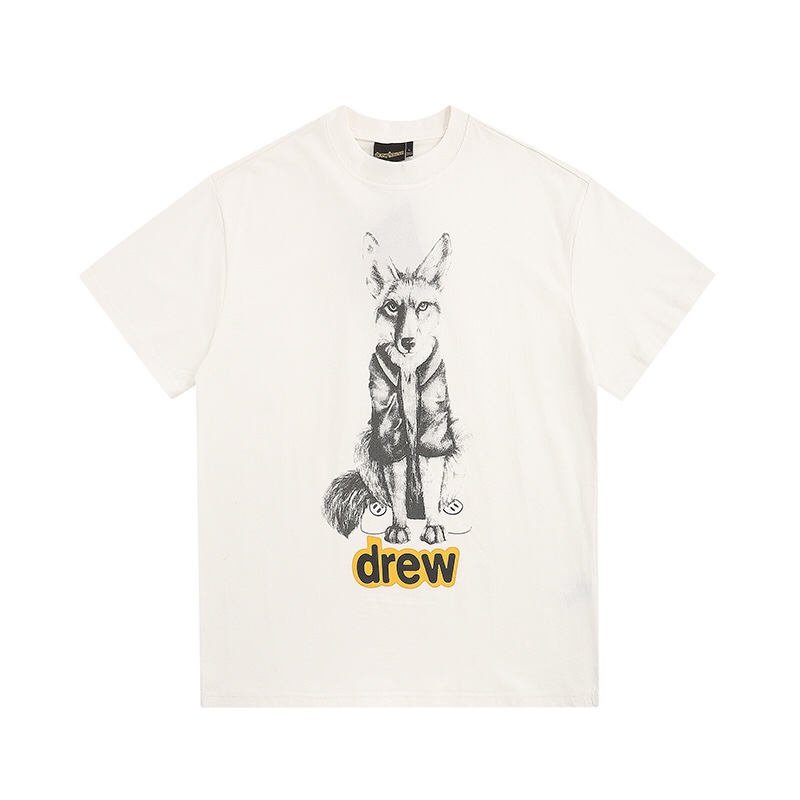 “DREW HOUS White Short Sleeve Shirt in Cotton, Sizes S-XL, 230g Fabric”