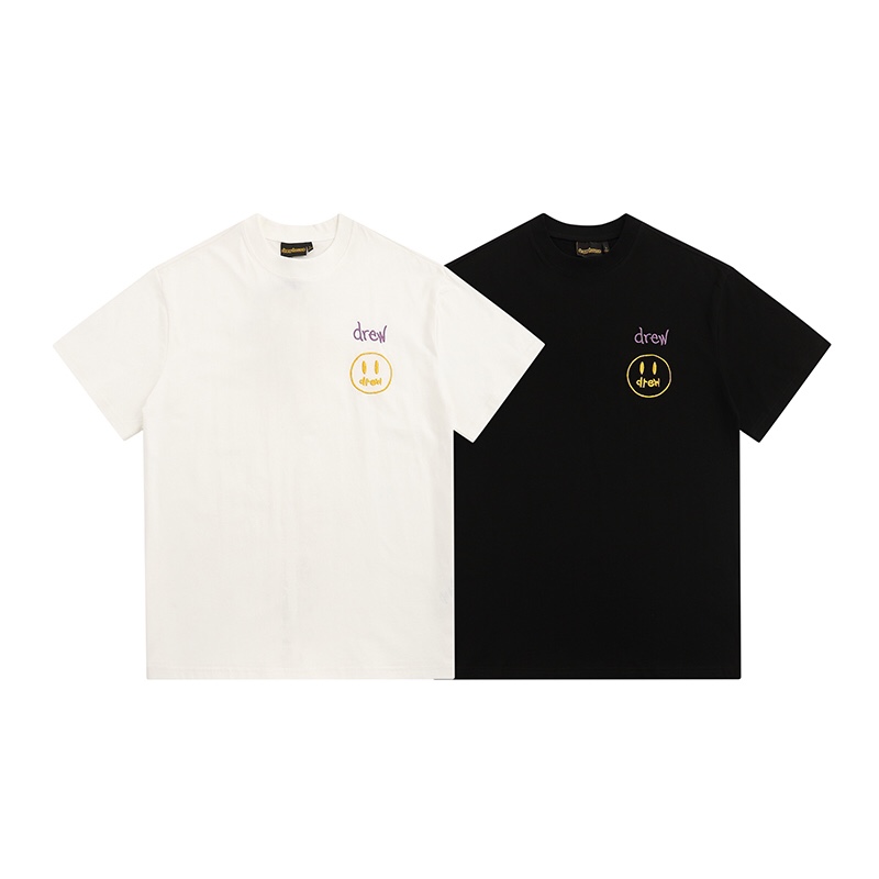 “DREW HOUSE Black and White Cotton T-Shirt in Various Sizes, 230g Fabric”