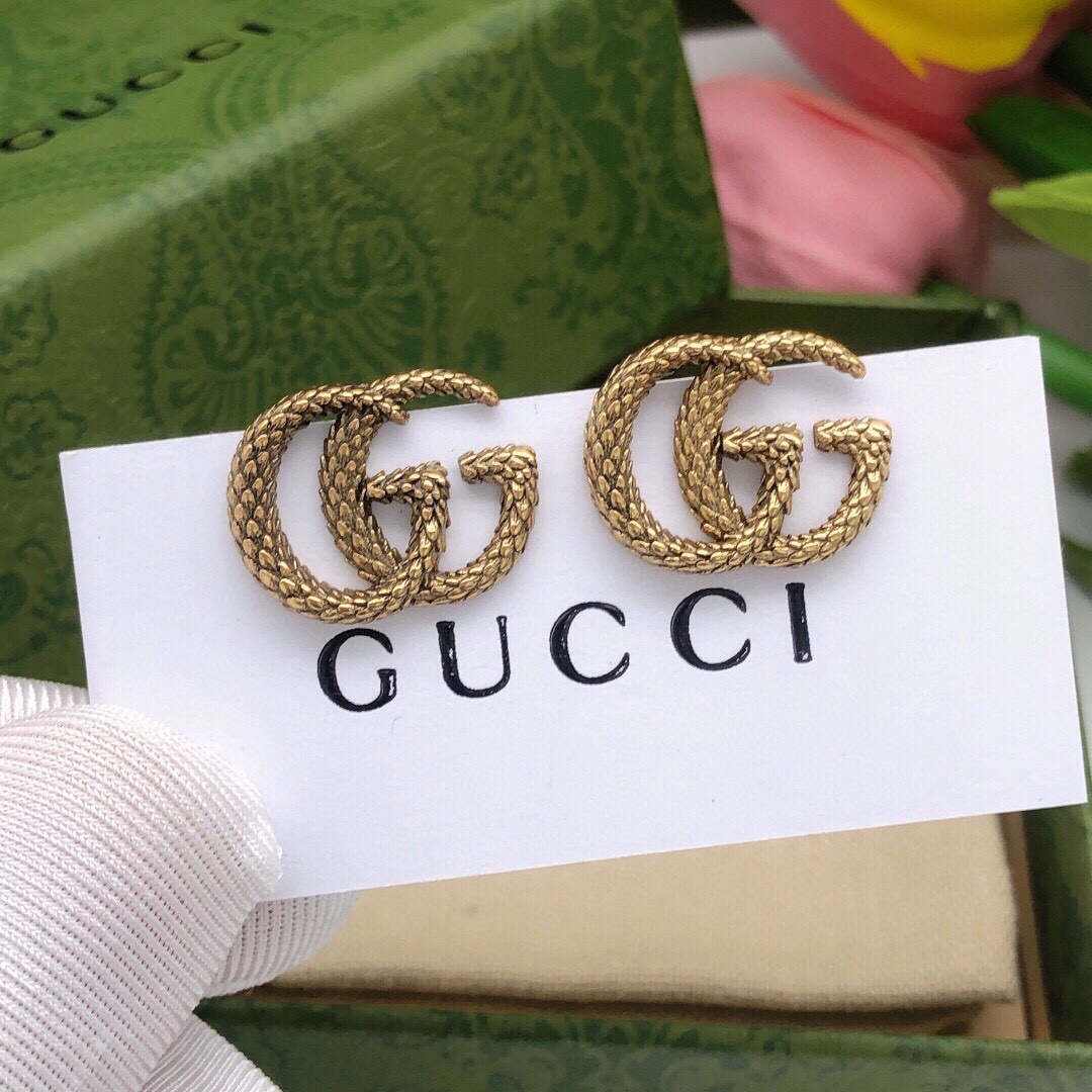 N.º GED0075 Nuevos pendientes retro de trenza de Gucci, definitivamente el estilo de Gucci, escamas de serpiente y pez …