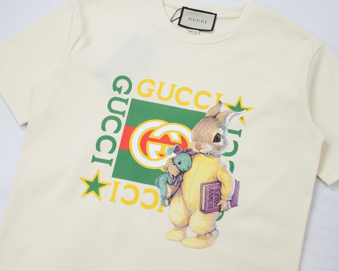 170 Gucci/古驰 23SS【G创星说】联名大方块小兔短袖T恤