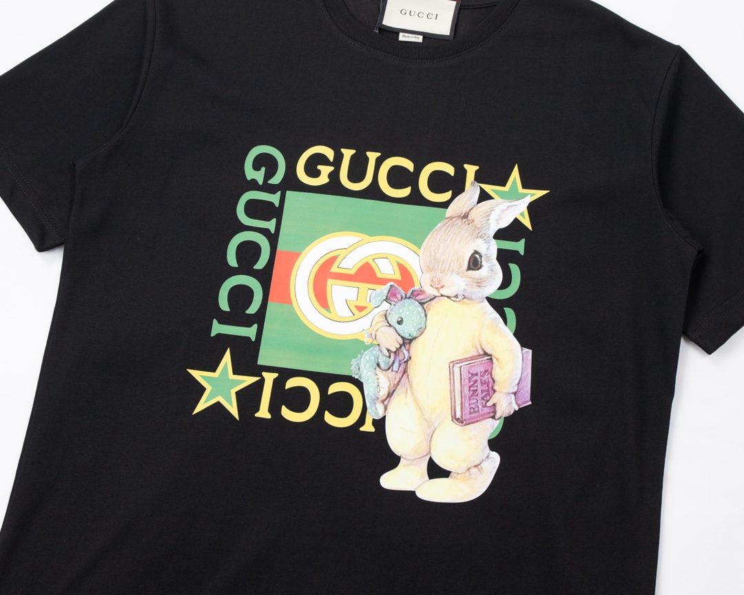 170 Gucci/古驰 23SS【G创星说】联名大方块小兔短袖T恤