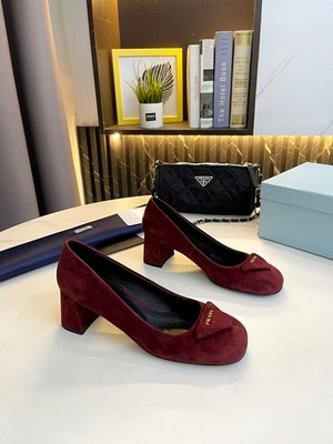 Prada High Heel Pumps Single Layer Shoes Genuine Leather Sheepskin Fashion