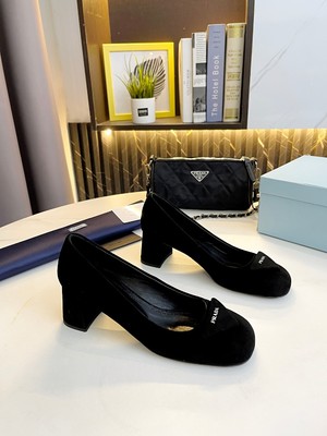 Prada High Heel Pumps Single Layer Shoes Genuine Leather Sheepskin Fashion