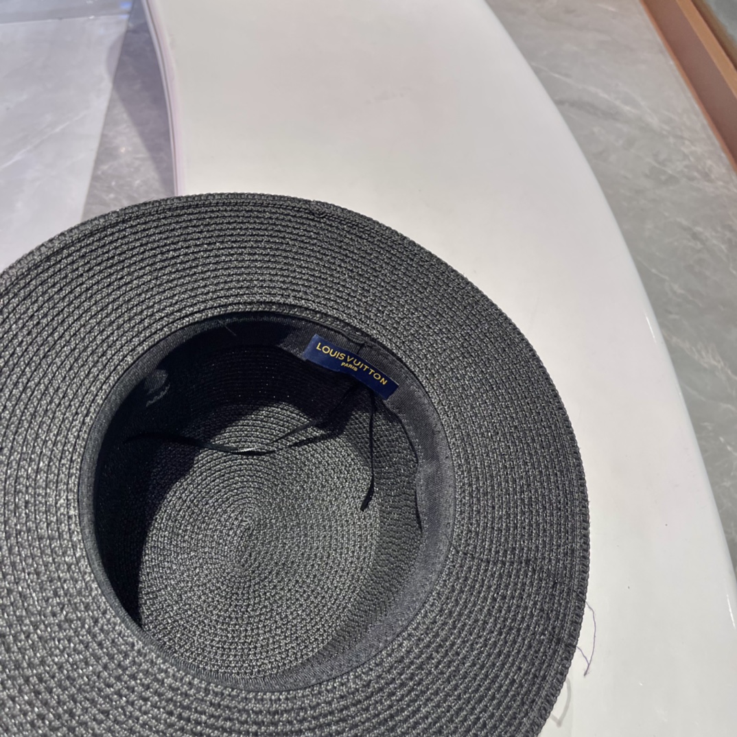  🎀LV平顶帽🎩平顶草帽👒草编帽子沙滩帽