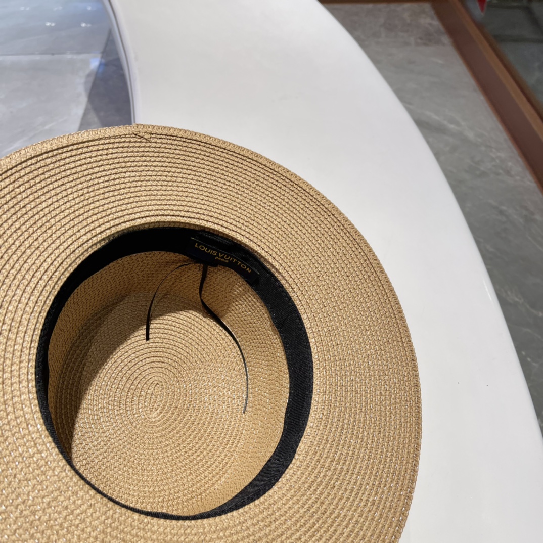  🎀LV平顶帽🎩平顶草帽👒草编帽子沙滩帽