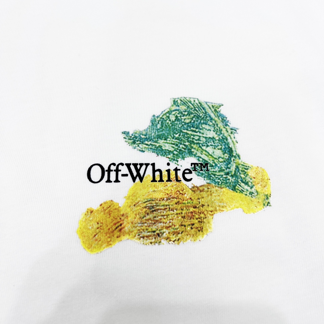 OFF-WHITE 23ss 手绘油画水彩涂鸦箭头短袖T恤拥有美式街头的素色大身