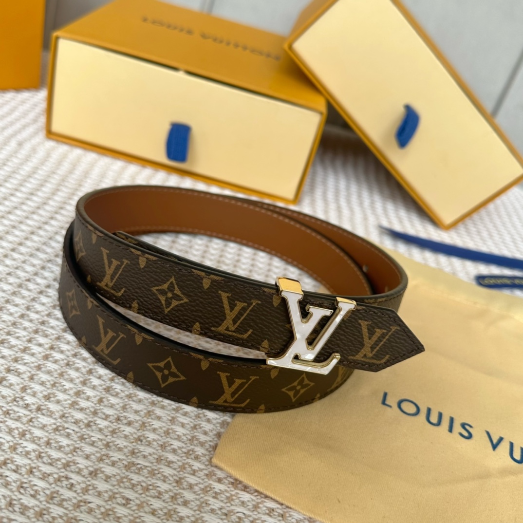 Louis Vuitton Belts Coffee Color Women Calfskin Cowhide