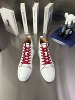 Christian Louboutin Knockoff
 Shoes Sneakers Red Women Men Cowhide Velvet High Tops
