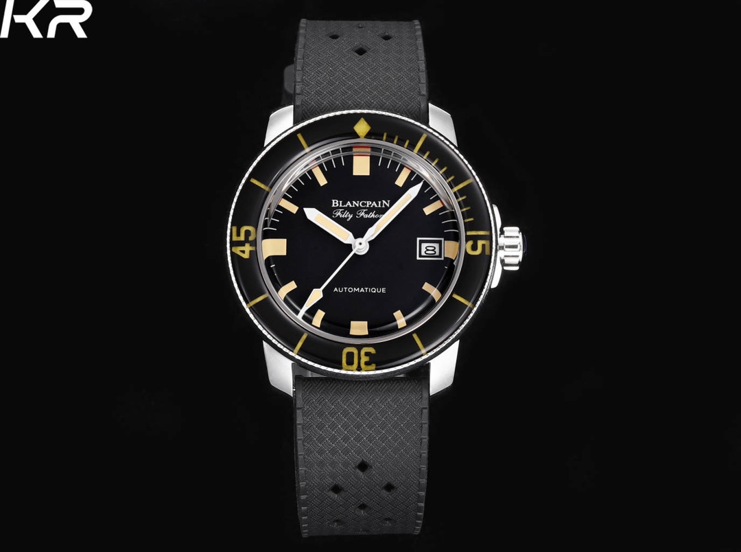 Blancpain Relógio Preto Azul Verde Vermelho Amarelo Tecido Borracha 9015 Movement Correia de borracha