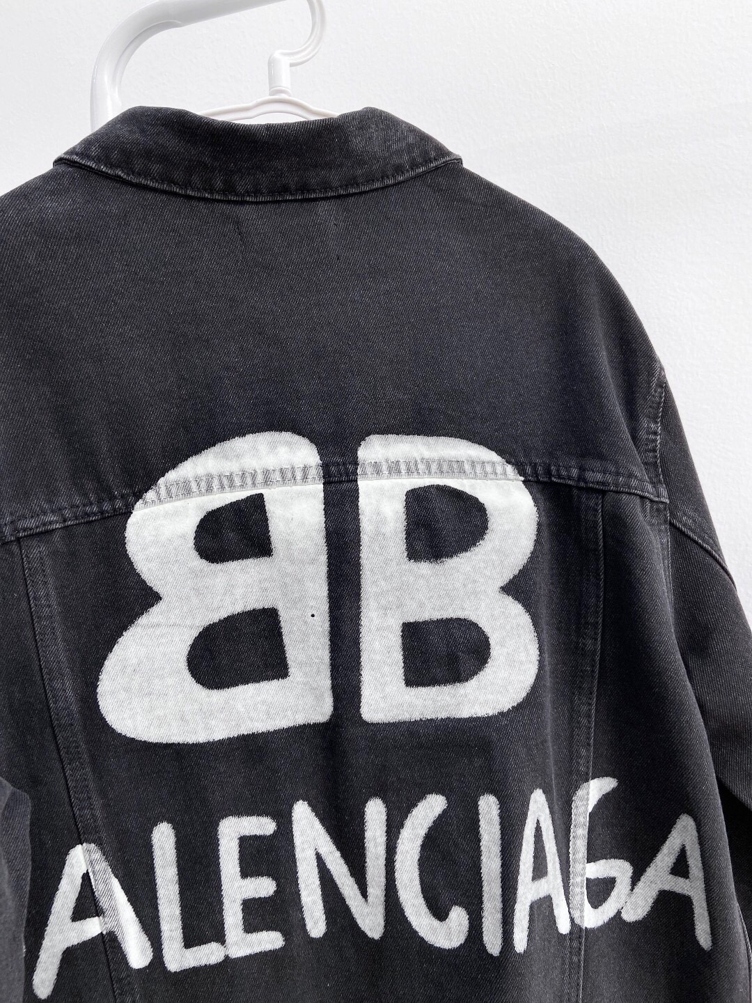 反光款 Balenciaga巴黎世家 22FW 双B涂鸦夜光反光复古水洗牛仔外套夹克