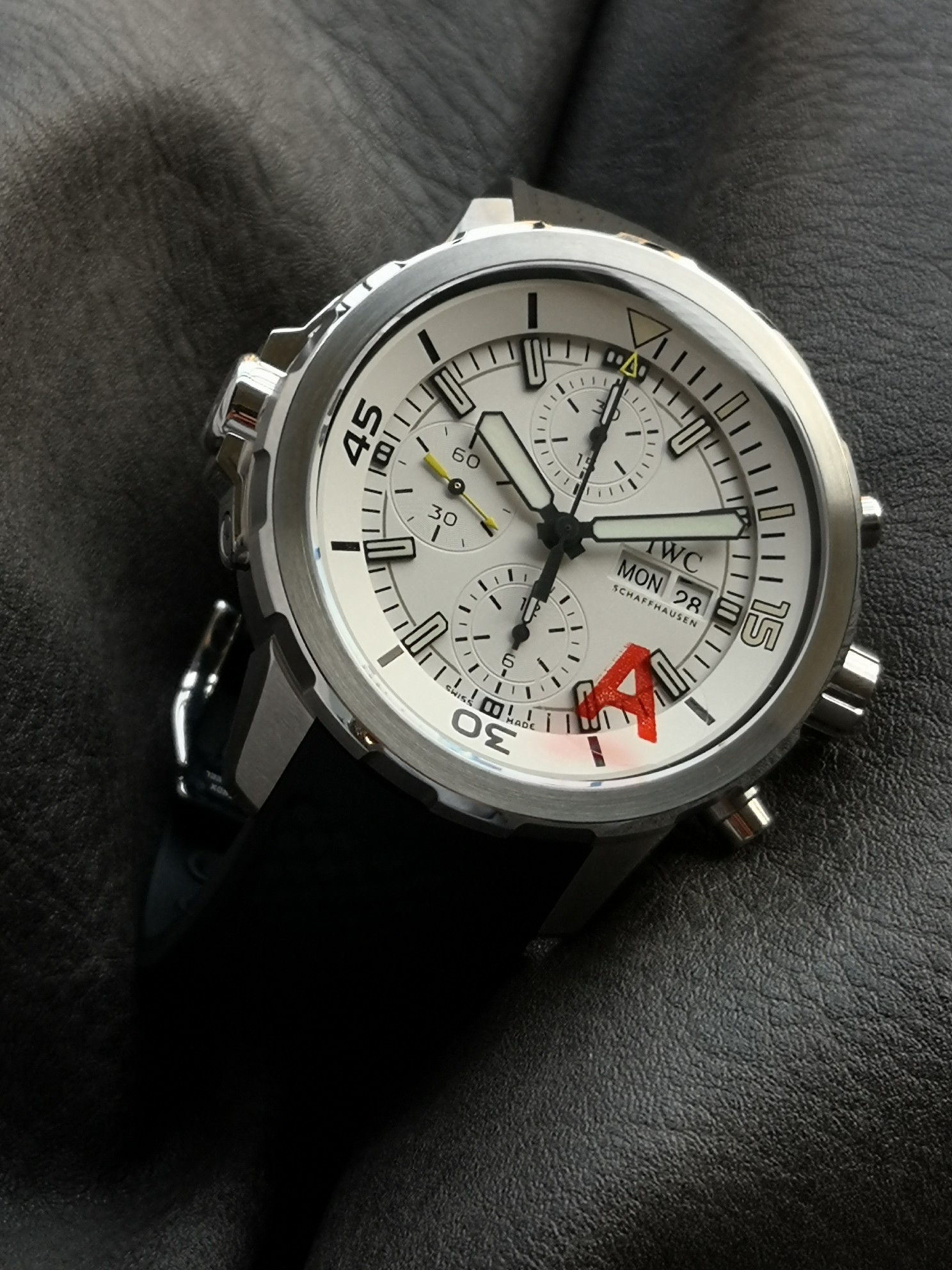 NO:142538,V6 Limited recommended IWC IWC Ocean Timer Series IW376801 watch, stainless steel case with natural rubber strap, white dial, automatic mechanical chronograph, 44 mm., IWC, IWC19860909V6 限量推荐IWC万国表海洋时计系列IW376801腕表,精钢表壳搭配天然橡胶表带,白色表盘,搭载自动机械计时,44毫米.,万国,iwc,Watch