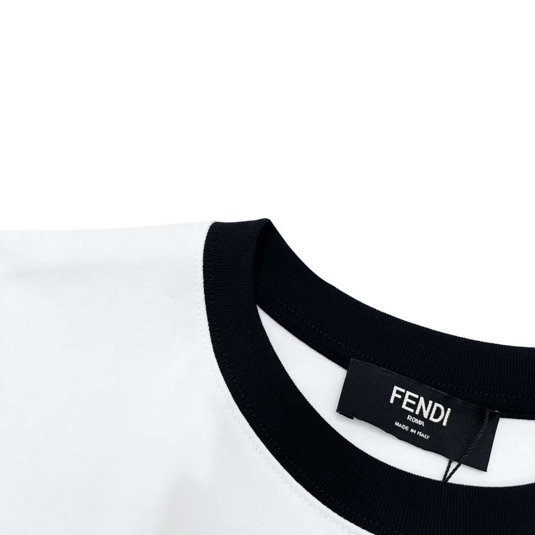 Fendi/芬迪 23ss 拼色logo发泡印花短袖T恤定制260g精梳棉盖棉面料