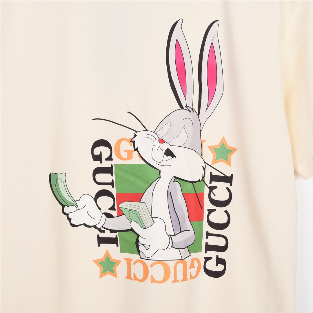 160 Gucci/古驰23Fw兔年限定定制美金兔印花短袖