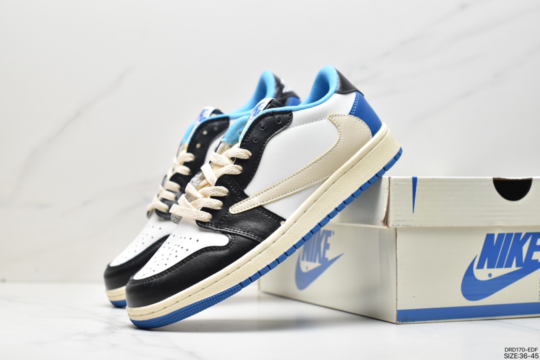 110 fragment design x Travis Scott x Nike Air Jordan 1 Low OG SP”Military Blue”AJ1乔丹一代DM7866-140