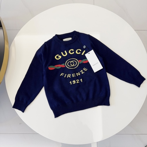 Gucci Kids' Navy Blue Cotton Blend Knit Sweater with Logo Detail & Comfort Fit 3 Gucci Kids' Navy Blue Cotton Blend Knit Sweater with Logo Detail & Comfort Fit
