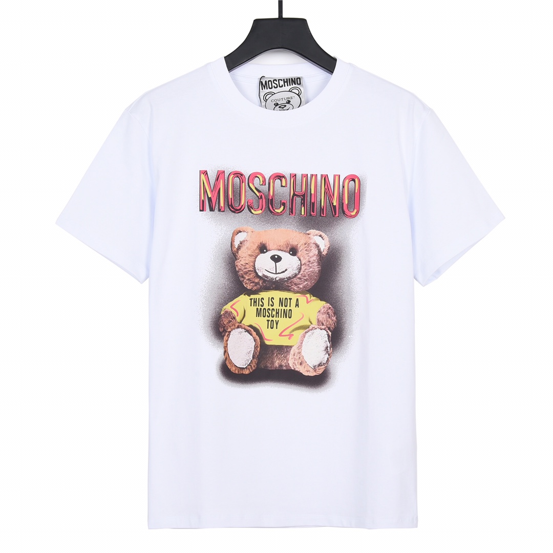 Moschino/莫斯奇诺23ss最新款阴影熊印花短袖 黑色/白色