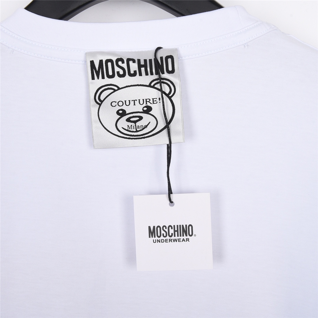 Moschino/莫斯奇诺23ss最新款阴影熊印花短袖 黑色/白色