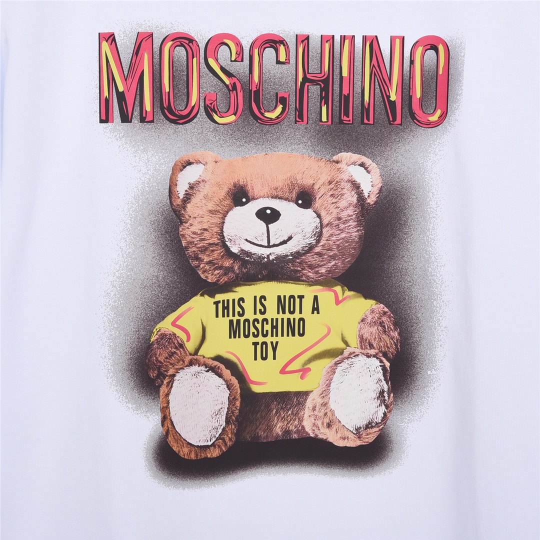 Moschino/莫斯奇诺23ss最新款阴影熊印花短袖 黑色/白色