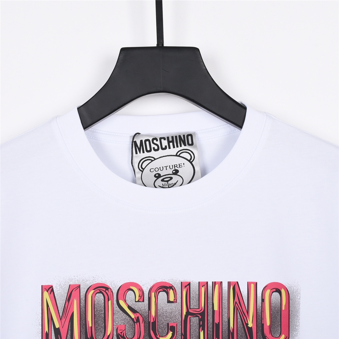 Moschino/莫斯奇诺23ss最新款阴影熊印花短袖 黑色/白色