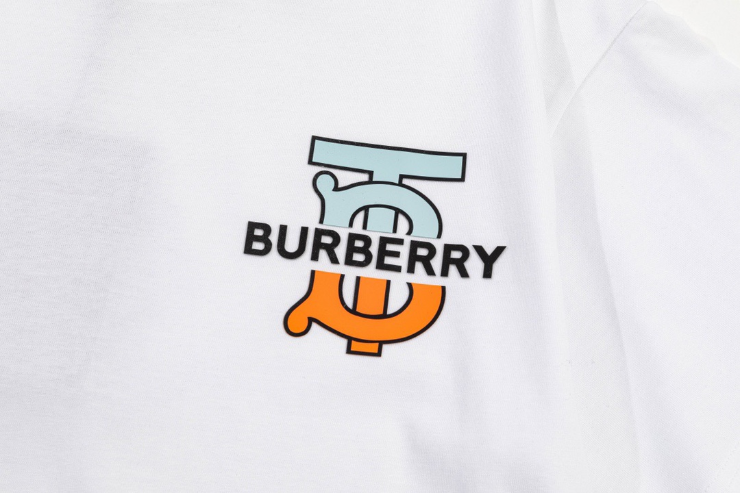 巴宝莉/Burberry 夏季新款彩色字母logo压胶圆领短袖