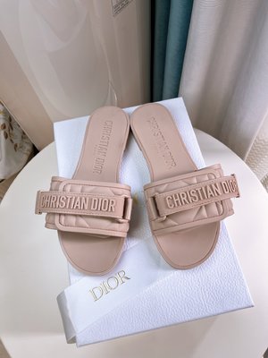 Customize The Best Replica Dior Shoes Slippers Apricot Color Leopard Print PVC Beach