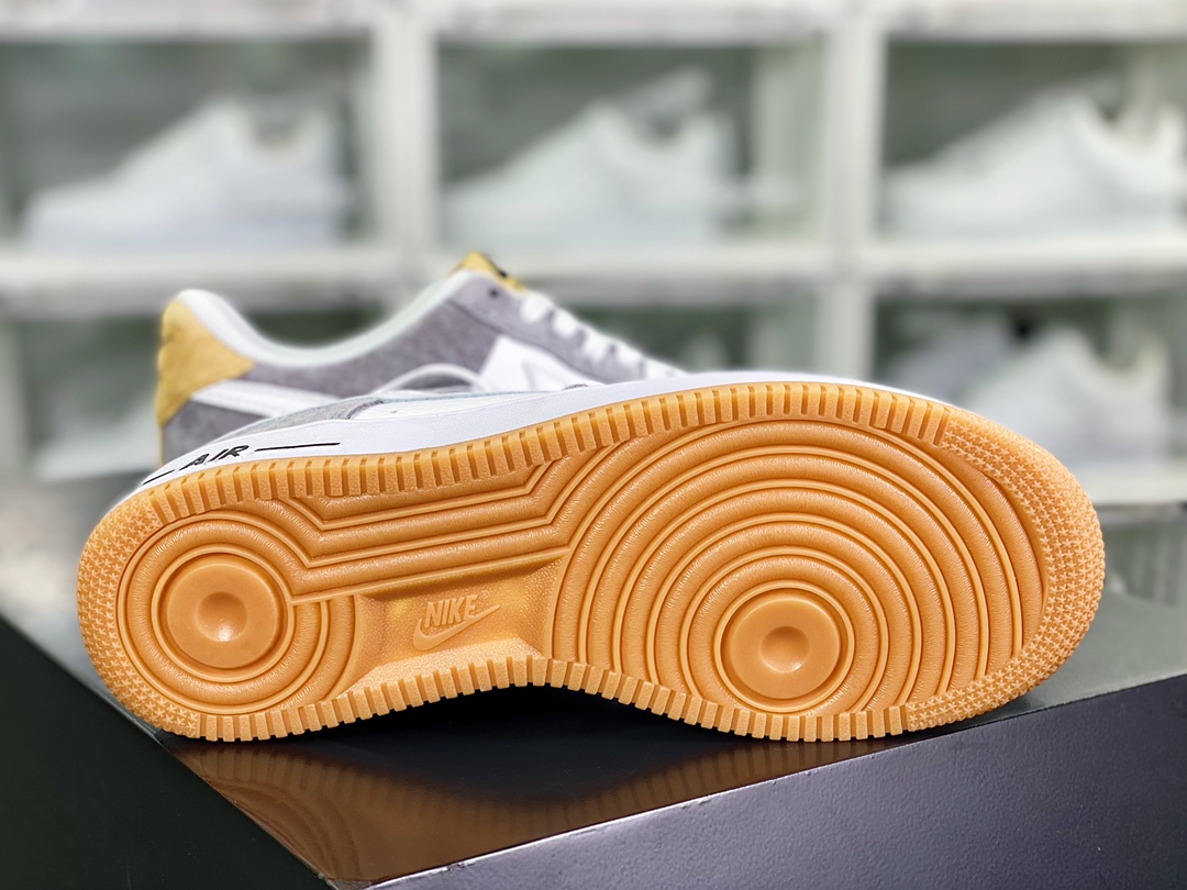 240  Air Force 1′07 Low Suede”White/Grey/Yellow”空军一号板鞋“拼接白深灰黄土”DE0099-005