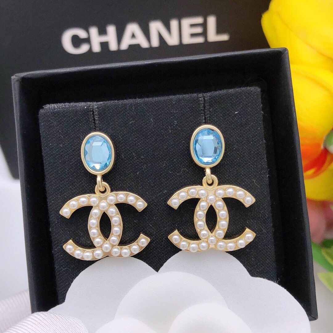 Chanel Gioielleria Orecchino Blu Giallo Processo CNC Argento 925 Ottone Fashion