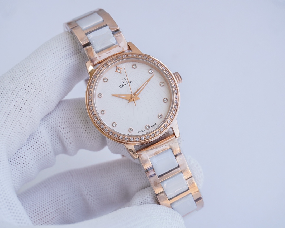 Omega-OMEGA Couple’s Wristwatch: White, Gold, Steel, Ceramic, Quality Assurance