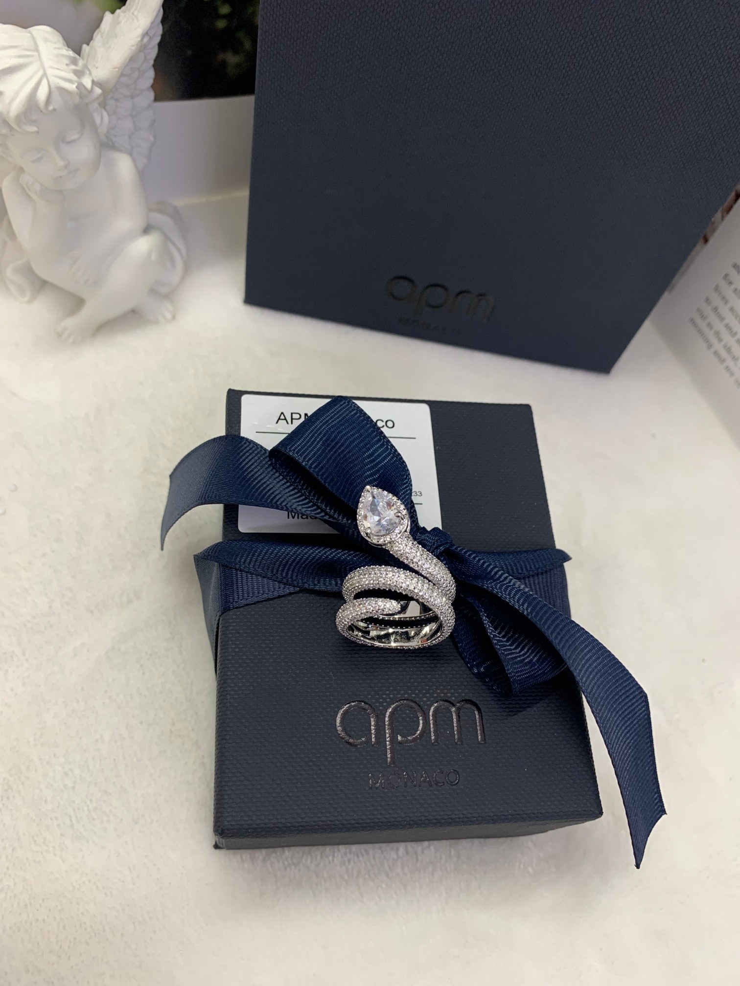  APm Monaco三层圈状梨形戒指女时尚个性设计感饰指环礼物情侣。