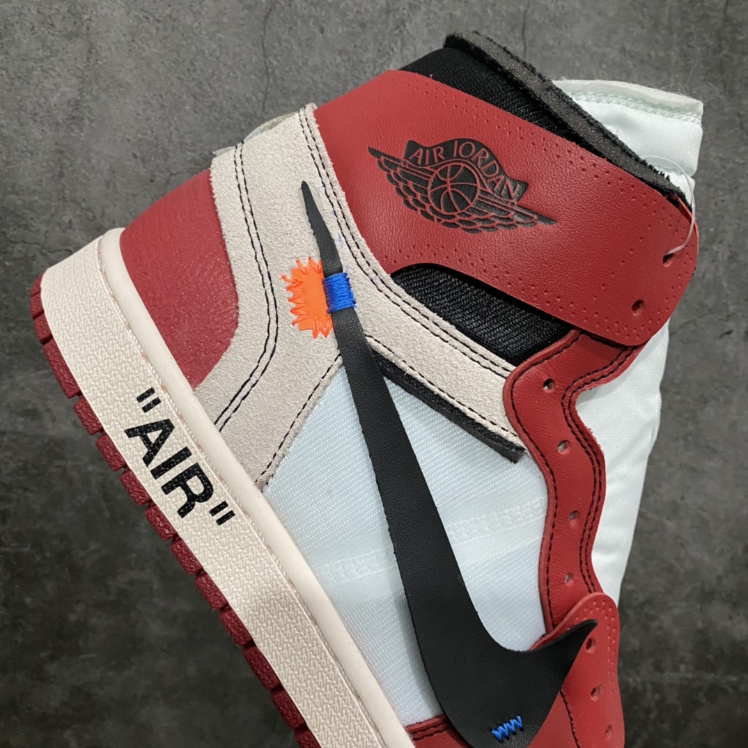 图片[7]-老DT版本OFF-WHITE x Air Jordan AJ1 OW 联名北卡蓝/联名芝加哥白红 /白联名n鞋面网纱、后跟港宝等材料 均采购来自原厂针车孔深度 间距 极致还原乱真所有模具原鞋拆解开发 市售第一梯队版本 货号：AQ0818-100/148 AA3834-101  尺码：40 40.5 41 42 42.5 43 44 44.5 45 46 47.5-莆田鞋批发中心