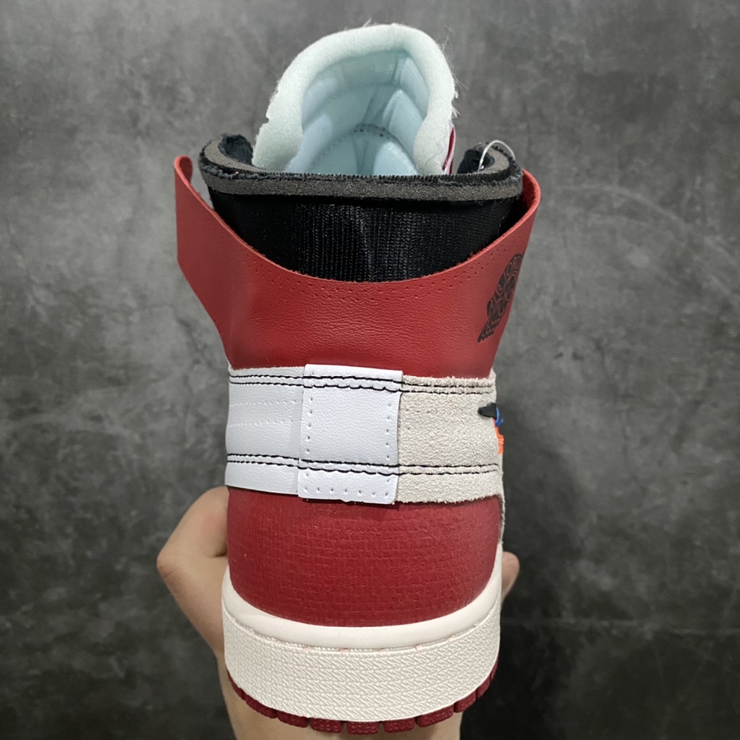 图片[4]-老DT版本OFF-WHITE x Air Jordan AJ1 OW 联名北卡蓝/联名芝加哥白红 /白联名n鞋面网纱、后跟港宝等材料 均采购来自原厂针车孔深度 间距 极致还原乱真所有模具原鞋拆解开发 市售第一梯队版本 货号：AQ0818-100/148 AA3834-101  尺码：40 40.5 41 42 42.5 43 44 44.5 45 46 47.5-莆田鞋批发中心