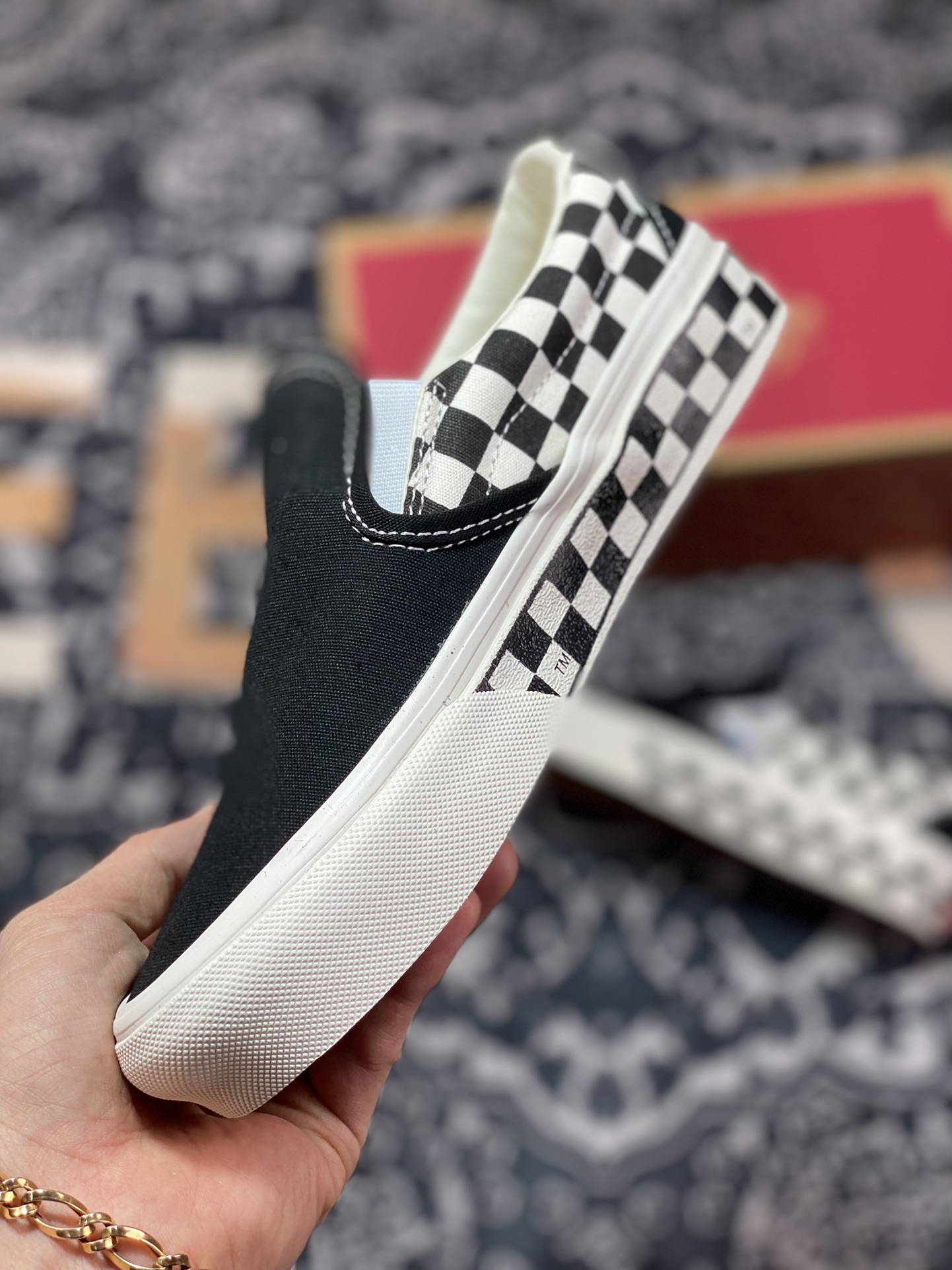 130   Vans Slip-On 一脚蹬懒人鞋 黑白棋盘格经典款低帮帆布鞋 VN0A38F7RA9