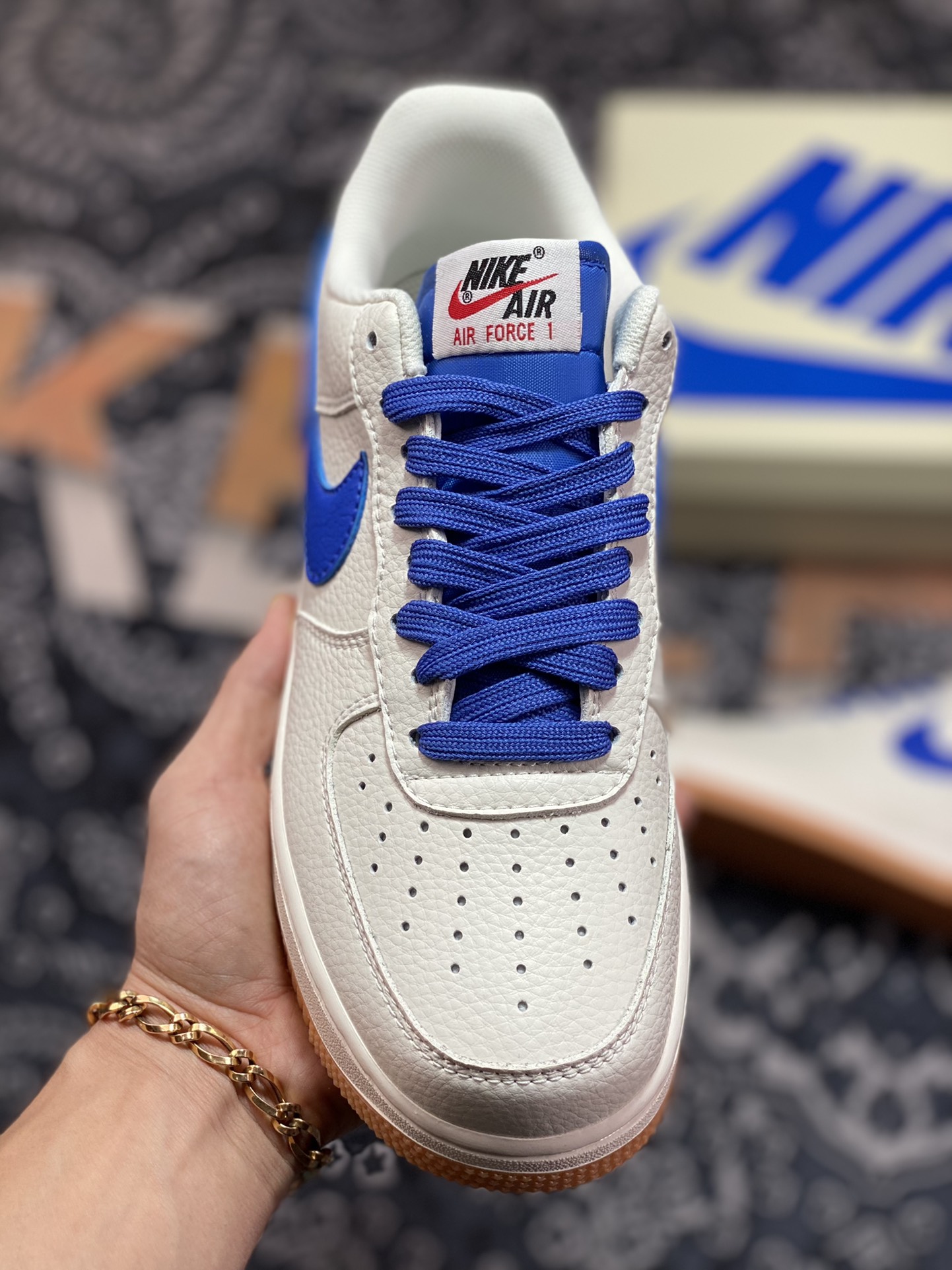 240 Nike Air Force 1’07 Low”White/Blue/Gum”空军一号经典低帮板鞋“皮革白宝蓝生胶底”NN0613-011