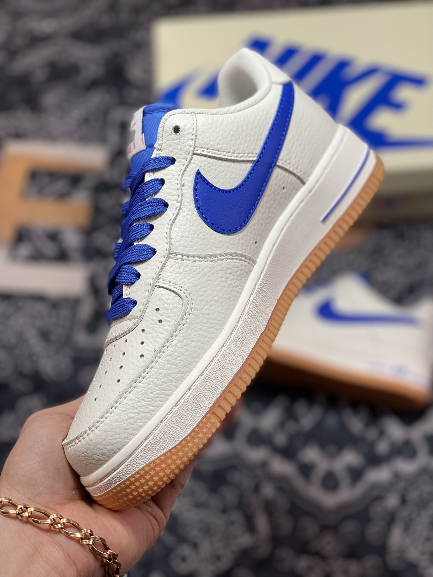 240 Nike Air Force 1’07 Low”White/Blue/Gum”空军一号经典低帮板鞋“皮革白宝蓝生胶底”NN0613-011